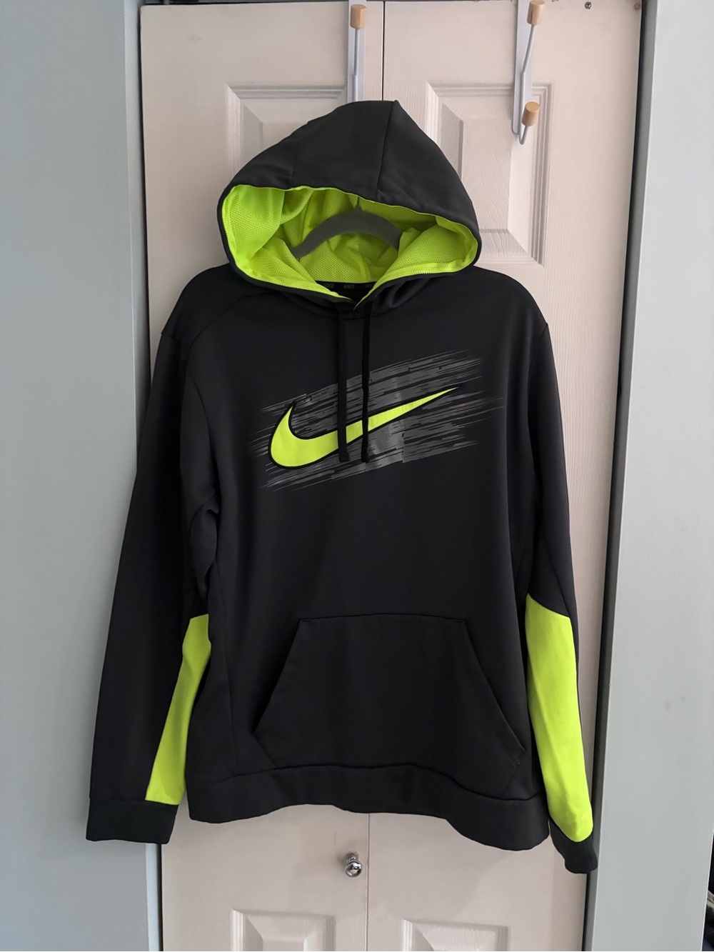 Nike Dark Grey Hoodie with Neon Green Accents